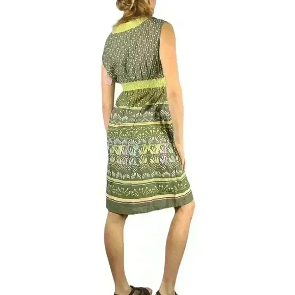 Gilligan & Omalley Green Paisley Pattern Waist Tie Summer Dress - Picture 4 of 4